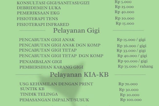 TARIF RETRIBUSI PELAYANAN KESEHATAN